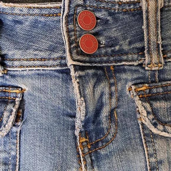 Hollister Company Vintage Y2K Junior Jeans Denim Size 3 Stretch Raw Hem Boot Cut - Picture 3 of 11